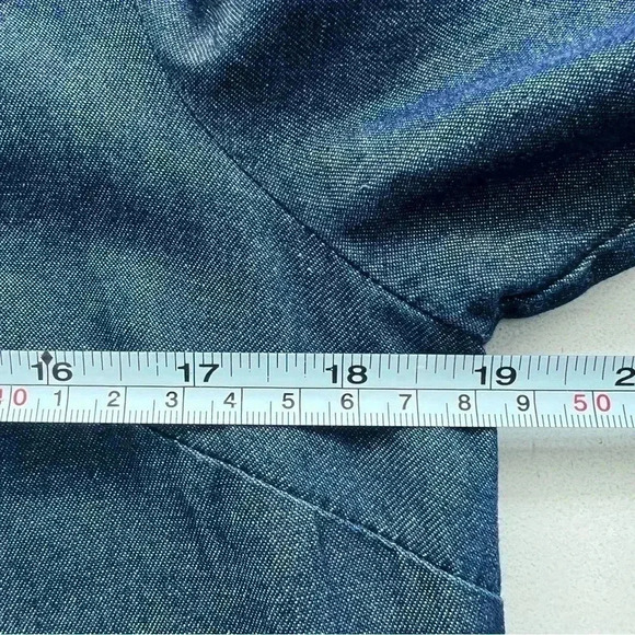 DraperJames Chambray Ruffle Shift Dress Sz 8 - Picture 13 of 14
